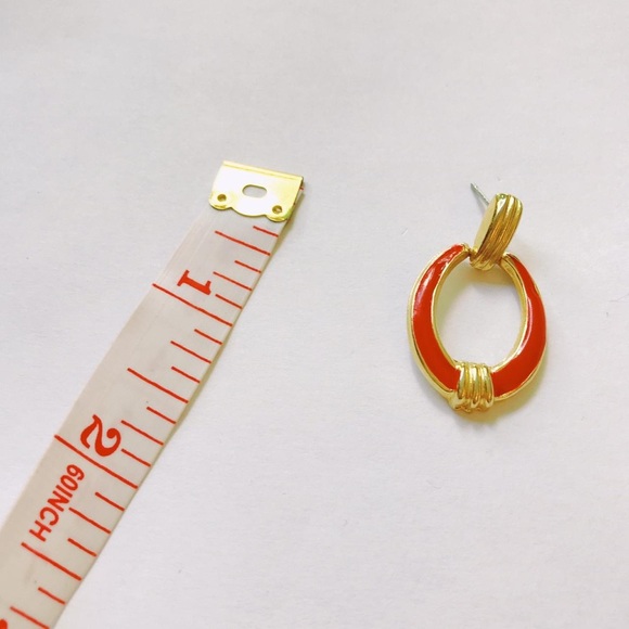 1980s red and gold earrings - Picture 3 of 3